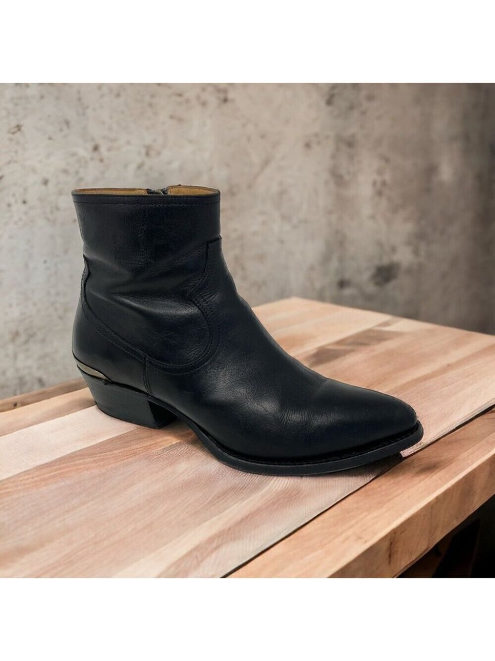 * Buttero Black Leather Western Boots Made in Italy Size 39